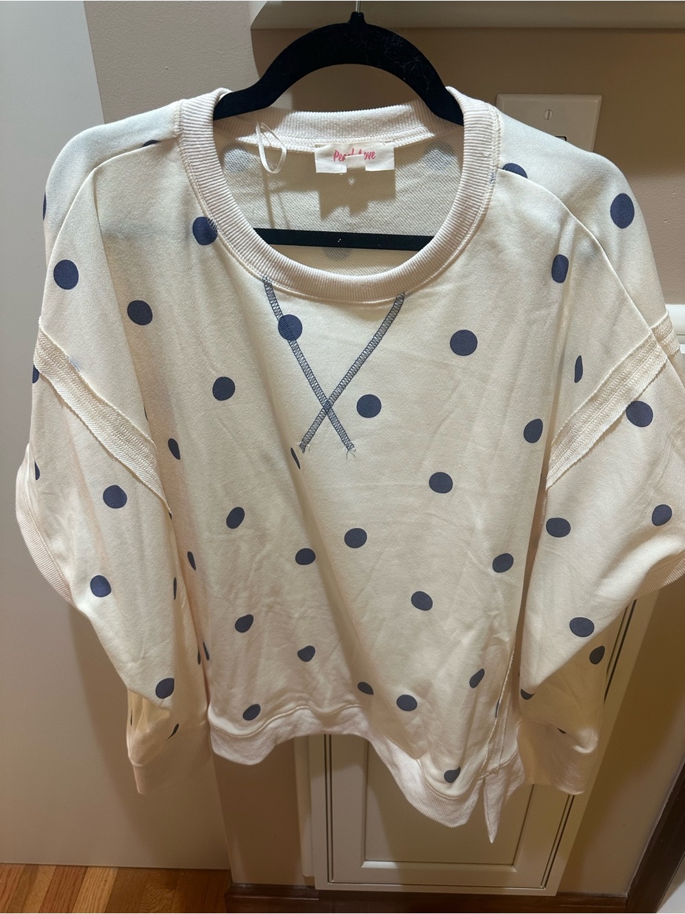 Polka Dot Relaxed Sweatshirt - Yellow and Blue oversized size L